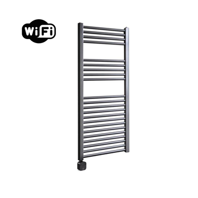 Sanicare HPW Elektrische Radiator - 111.8x45cm - 596W - wifi - thermostaat - zwart - linksonder - gunmetal (antraciet)