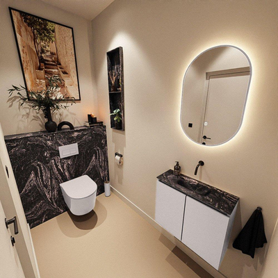 MONDIAZ TURE-DLUX Meuble toilette - 60cm - Cale - EDEN - vasque Lava - position centrale - sans trou de robinet