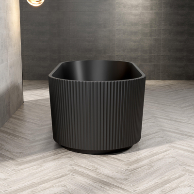 Zeza Nuo Vrijstaand Bad - 170x80x58cm - ribbel - met afvoer - mat zwart OUTLETSTORE