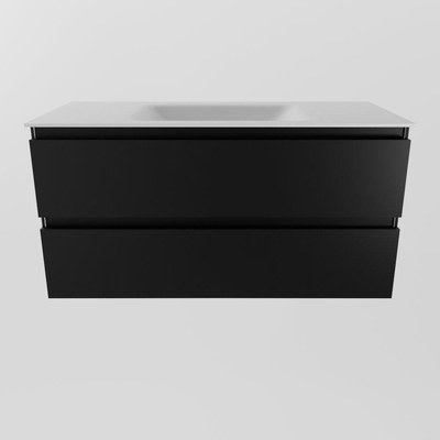 Mondiaz Aivy badmeubelset - 100x45x50cm - 0 kraangaten - 1 wasbak talc Solid surface - Midden - 2 lades - Zonder spiegel - MDF Urban