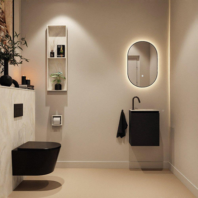 MONDIAZ TURE-DLUX Meuble toilette - 40cm - Urban - EDEN - vasque Ostra - position droite - 1 trou de robinet