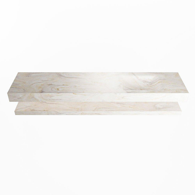 Mondiaz ALAN-DLUX Ensemble de meuble - 200cm - meuble Ostra mat - 0 tiroirs - Lavabo Cloud Ostra suspendu - vasque Droite - 1 trou de robinet