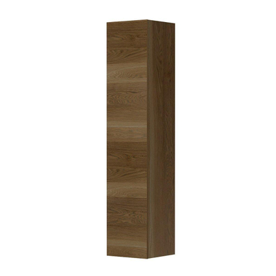 INK Badkamerkast - 35x36.7x169cm - 1 deur - Links en rechtsdraaiend - greeploos - massief eiken - ash grey OUTLETSTORE