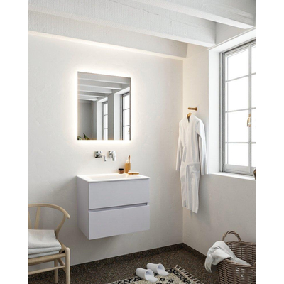 ENSEMBLE DE MEUBLE MONDIAZ VICA - 60cm - 2 tiroirs - lavabo Cloud au centre - 0 trous de robinet - solid surface cale