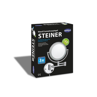 Best Design Steiner wand cosmeticaspiegel incl. LED verlichting chroom