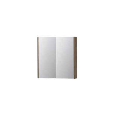 INK SPK2 spiegelkast – 70x74x14 cm – 2 deuren, dubbelzijdige spiegeldeuren – Zuiver Eiken mat