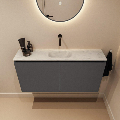 MONDIAZ TURE-DLUX Meuble WC 100 cm Dark Grey. Lavabo EDEN Opalo position milieu. Sans trou de robinet.
