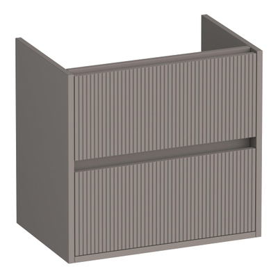 BRAUER Adore Wavy meuble de salle de bains sous‑lavabo peu profond 60 2 tiroirs softclose - sans poignées - 1 découpe pour siphon - taupe mat
