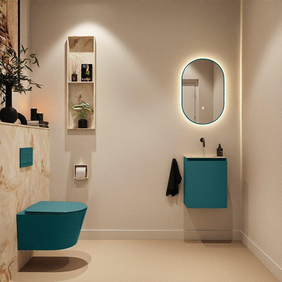 MONDIAZ TURE-DLUX Meuble toilette - 40cm - Smag - EDEN - vasque Frappe - position centrale - sans trou de robinet