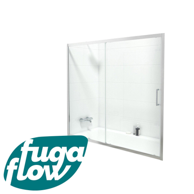 FugaFlow ID06 Quick Fit Pare baignoire - porte coulissante en 2 pièces - 170x150cm - verre de sécurité 6mm - anticalcaire - Chrome