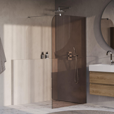 BRAUER Orion Paroi de douche à l'italienne - 120x200cm - verre bronze - traitement anticalcaire - chrome brillant