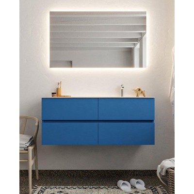 Mondiaz VICA ensemble de meuble de salle de bain - 120cm - meuble sous-vasque jeans - 4 tiroirs - lavabo moon droite - 1 trou de robinet - miroir LED - version XL 60cm haut