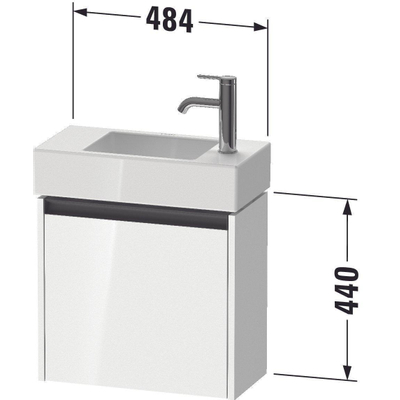 Duravit Ketho 2 meuble bas de lavabo avec 1 porte 48.4x23.8x44cm droite, avec poignée blanc brillant anthracite