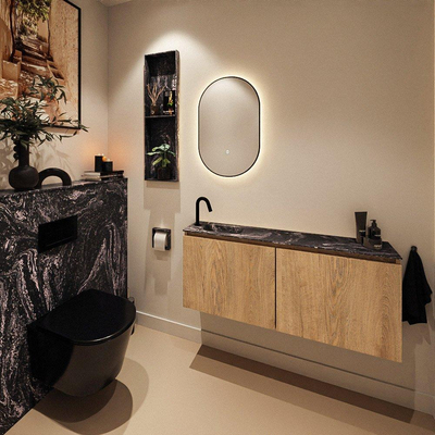 MONDIAZ TURE-DLUX Meuble de toilettes 120 cm Washed Oak. Vasque EDEN Lava position gauche. Avec 1 trou de robinet.