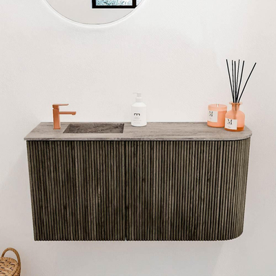 Mondiaz JOYA-DLUX 81.6cm toiletmeubel - ronding rechts kleur Shadow - Wastafel FAYE positie Links 1 kraangat kleur Oza.