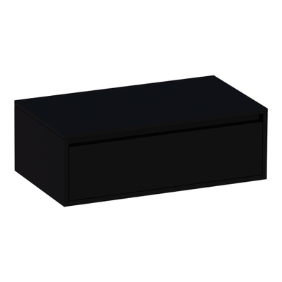 BRAUER Thin wastafelonderkast 80x46x27cm 1 greeploos lade met 0 sifonuitsparing MDF hoogglans Zwart OUTLET