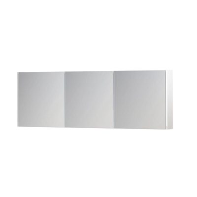 INK SPK1 Spiegelkast - 180x14x60cm - 3 deuren - dubbelzijdige Spiegel - schakelaar en stopcontact - MDF lak wit hoogglans