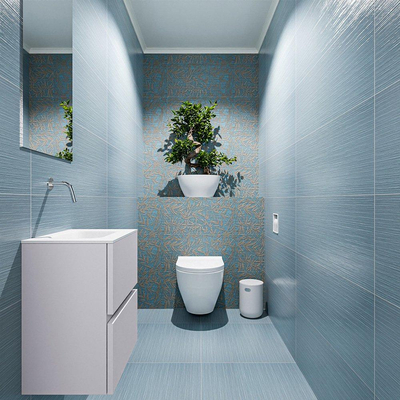 MONDIAZ ADA Toiletmeubel 40x30x50cm met 0 kraangaten 2 lades cale mat Wastafel Lex midden Solid Surface Wit