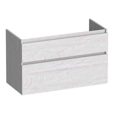 BRAUER Delight Meuble sous-lavabo - 100x46x60cm - 2 tiroirs softclose - sans poignées - 1 découpe pour siphon - Forest Seashell