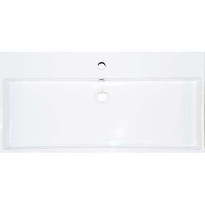 INK Unit Lavabo 100x40x10cm porcelaine avec 1 trou de robinet avec bonde en même matériel Blanc