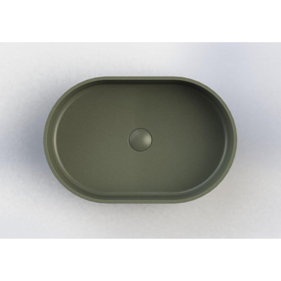Arcqua Case waskom - 55x36cm - Ovaal - Cast marble Mat groen