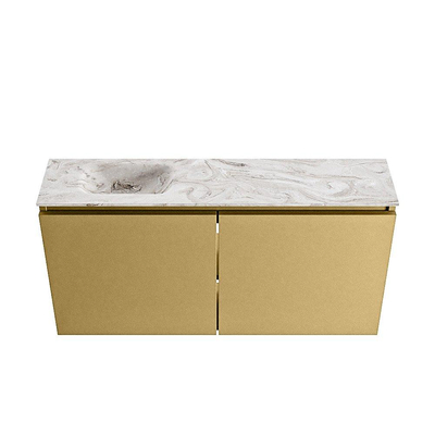 MONDIAZ TURE-DLUX meuble WC 100 cm Oro. EDEN vasque Glace position gauche. Sans trou de robinet.