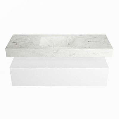 MONDIAZ ALAN - DLUX Badkamermeubelset - 130cm - onderkast - Talc - 1 lade - vrijhangende wastafel - wasbak midden - 1 kraangat - Opalo