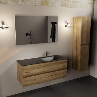 Mondiaz Aivy badmeubelset - 120x45x50cm - 1 kraangat - 1 wasbak urban Solid surface - Rechts - 2 lades - Met spiegel - Melamine Chai