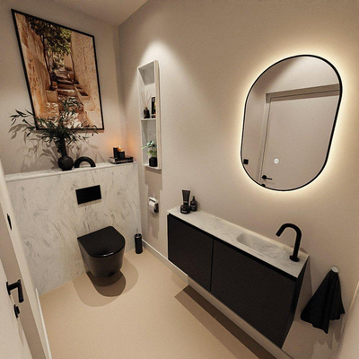 MONDIAZ TURE-DLUX meuble WC 100 cm Urban. Lavabo EDEN Opalo position à droite. Avec 1 trou de robinet.