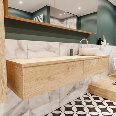 Mondiaz LUSH Meuble salle de bains avec 2 tiriors lavabo BARCO 180x30x45cm Droite 1 trou de robinet Washed oak