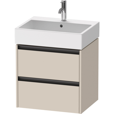 Duravit Ketho.2 Wastafelonderbouwkast - met 2 laden - 58.4x46x54.9cm - met grepen antraciet - taupe supermat