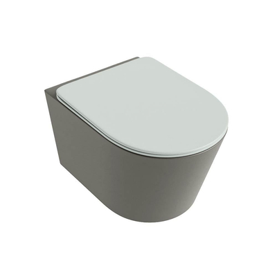 Mondiaz LAVIE hangtoilet – spoelrandloos – 36 x 53 cm – met softclose zitting – Smoke (lichtbruin), zitting Greey (lichtgroen/grijs)
