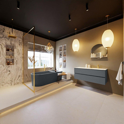 MONDIAZ VICA-DLUX Ensemble meuble de salle de bains - 120cm - meuble bas plata - 2 tiroirs - lavabo encastré cloud à droite - 1 trou de robinet - version haute 60cm - glace