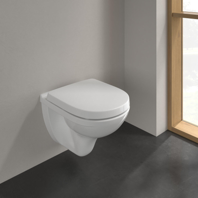 Villeroy & Boch O.novo Compact Combipack WC suspendu à fond creux 49cm avec abattant softclose et quick release ceramic+ Blanc