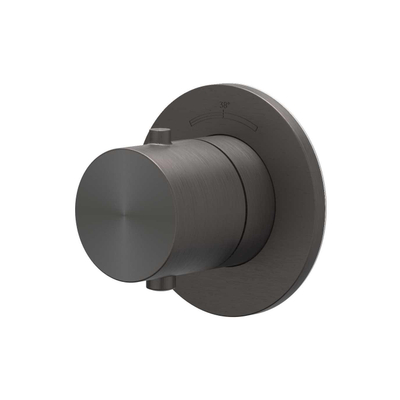 IVY Concord Pièce de finition - pour robinet d'arrêt encastré - Symmetry - rosace ronde - Inox 316 brossé carbon black PVD