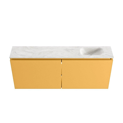 MONDIAZ TURE-DLUX meuble de toilettes 120 cm Ocher. EDEN lavabo Ostra position à droite. Sans trou de robinet.