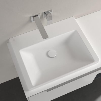Villeroy & boch subway 3.0 lavabo de meuble 60x47x16.5cm fond rectangulaire sans trou de débordement pierre blanche mat céramique+