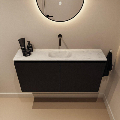 MONDIAZ TURE-DLUX Meuble de toilettes 100 cm Urban. EDEN lavabo Opalo position milieu. Sans trou de robinet.