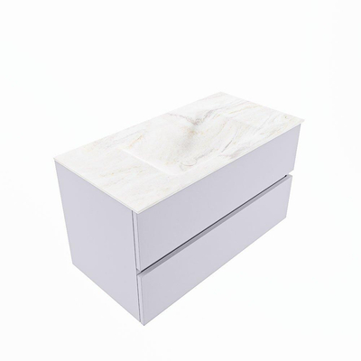 Mondiaz VICA-DLUX ensemble de meuble de salle de bain - 90cm - meuble sous-vasque cale - 2 tiroirs - lavabo encastré cloud milieu - 1 trou de robinet - version haute de 60cm - ostra