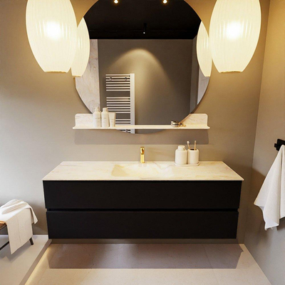 Mondiaz VICA-DLUX ensemble de meuble de salle de bain - 150cm - meuble sous-vasque urban - 2 tiroirs - lavabo encastré cloud milieu - 1 trou de robinet - version haute de 60cm - ostra