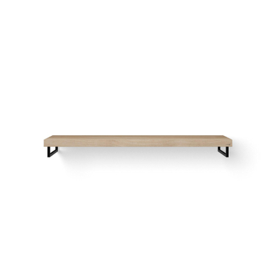 Looox Wood collection plan sous vasque - 160x46cm - Avec porte-serviettes noir mat - Chêne massif Old grey