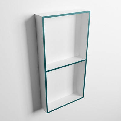 Mondiaz Easy nis 29.5x59.5x8cm voor Inbouw/opbouw 2 open vakken Solid surface Talc/Smag