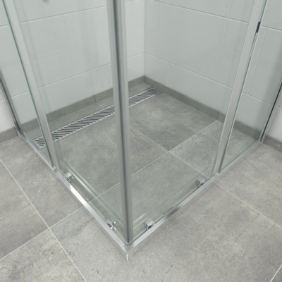 FugaFlow Boutry Quick Fit cabine de douche - carré - 90x90x195cm - accès d'angle - porte coulissante - anti calcaire - Chrome