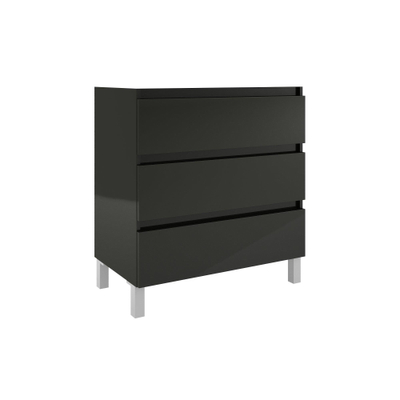 Saniclass Chaci PLUS Meuble de salle de bain - 80x86x46cm - vasque - plan de toilette - 3 tiroirs - noir mat