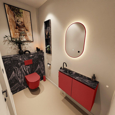MONDIAZ TURE-DLUX Meuble WC 80 cm Fire. Lavabo EDEN Lava position gauche. Avec 1 trou de robinet.