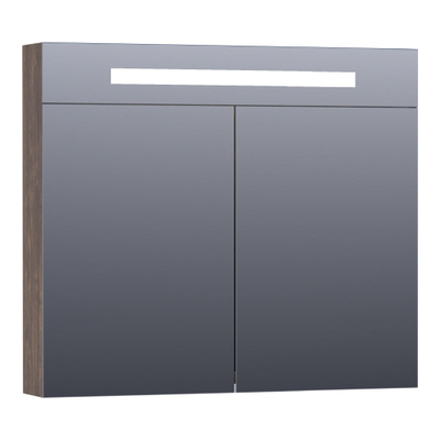 BRAUER Promise Deluxe armoire de toilette - 80x70x15cm - avec éclairage direct - 2 portes miroir double face - Grove