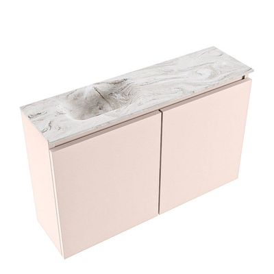 MONDIAZ TURE-DLUX 80cm toiletmeubel Rosee. EDEN wastafel Glace positie links. Met 1 kraangat.