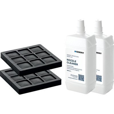 Geberit AquaClean Set de deux filtres de carbone et 2 produits de nettoyant bras de douche v 8000/8000 plus