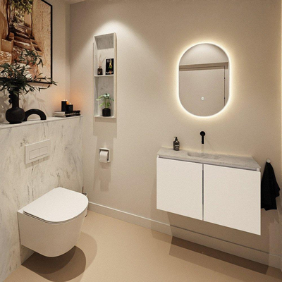 MONDIAZ TURE-DLUX 80cm toiletmeubel Talc. EDEN wastafel Opalo positie midden. Zonder kraangat.