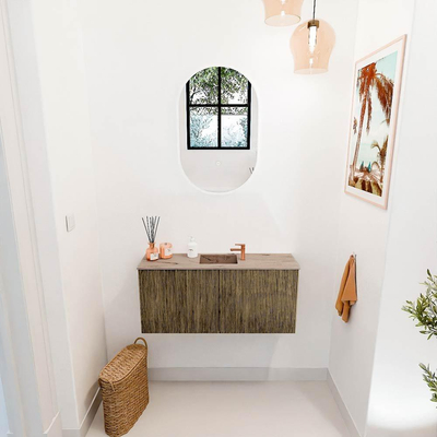 Mondiaz JOYA-DLUX 90cm toiletmeubel - kleur Dusk - Wastafel FAYE positie Midden 1 kraangat kleur Arena.